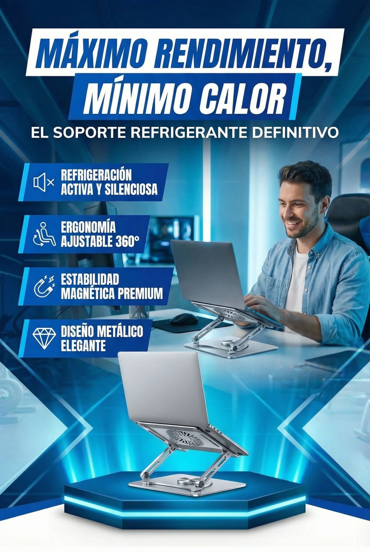 SOPORTE REFIGERANTE CON VENTILADOR PARA LAPTOP